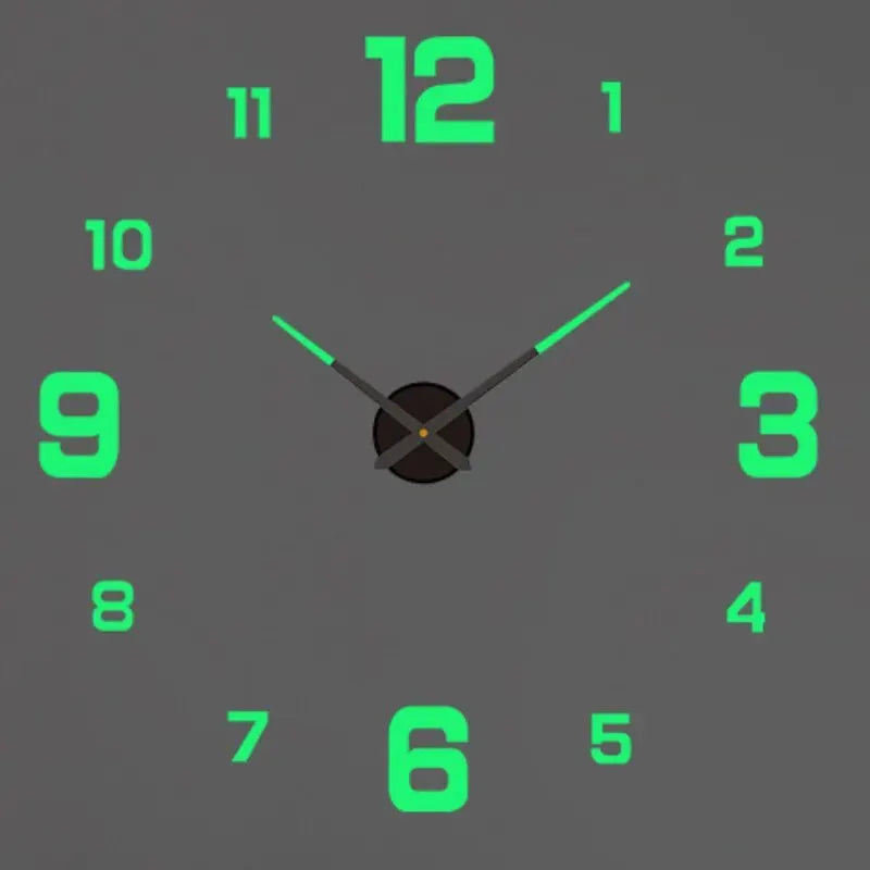 2026 modern design large wall clock by Simples Market with neon-green 3D numbers on gray wall