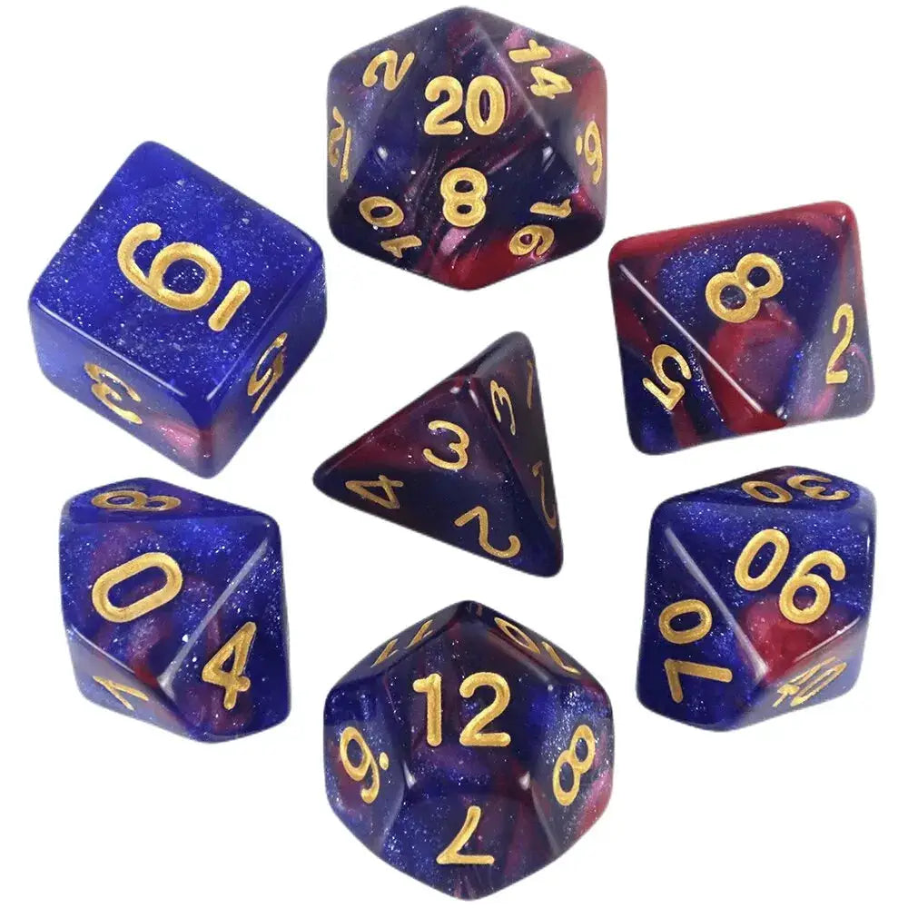 Galaxy Theme Polyhedral Dice Set For DnD With Cosmic Colorful Universe Effect Ideal For Adventurers
