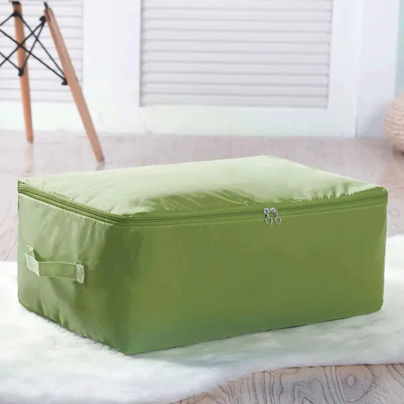 Large green Simples Market zipper clothes organizer bag for bedding storage