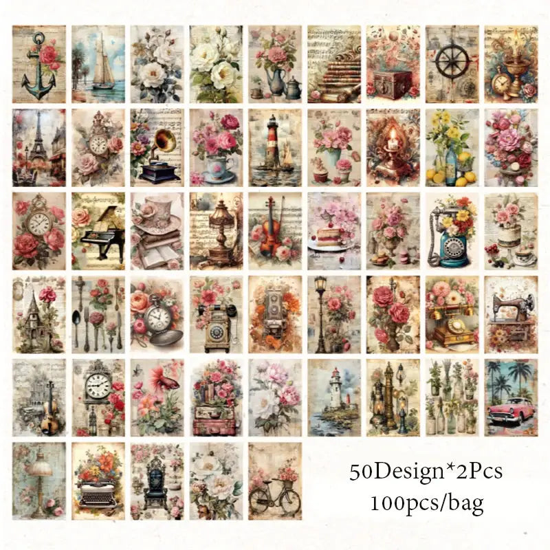 Mr Paper Garden Whisper Series Material Book 4 Styles 100 Pcs Bottoming Paper For Scrapbooking And Journaling