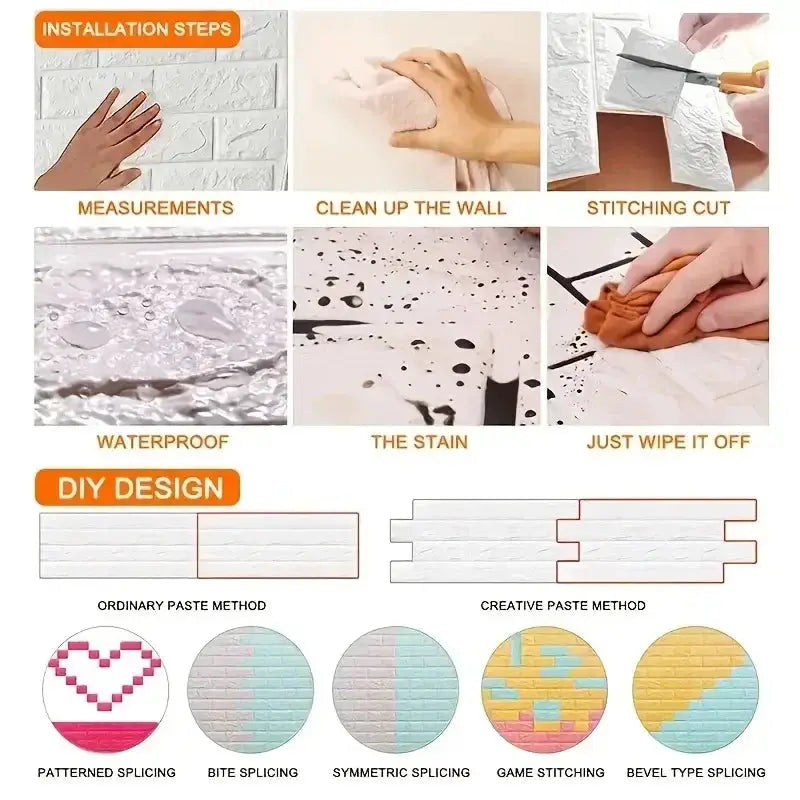 3D Self Adhesive Brick Wallpaper 70cm 1m 5m 10m Waterproof XPE Foam Wall Sticker Living Room Bedroom Children Decor