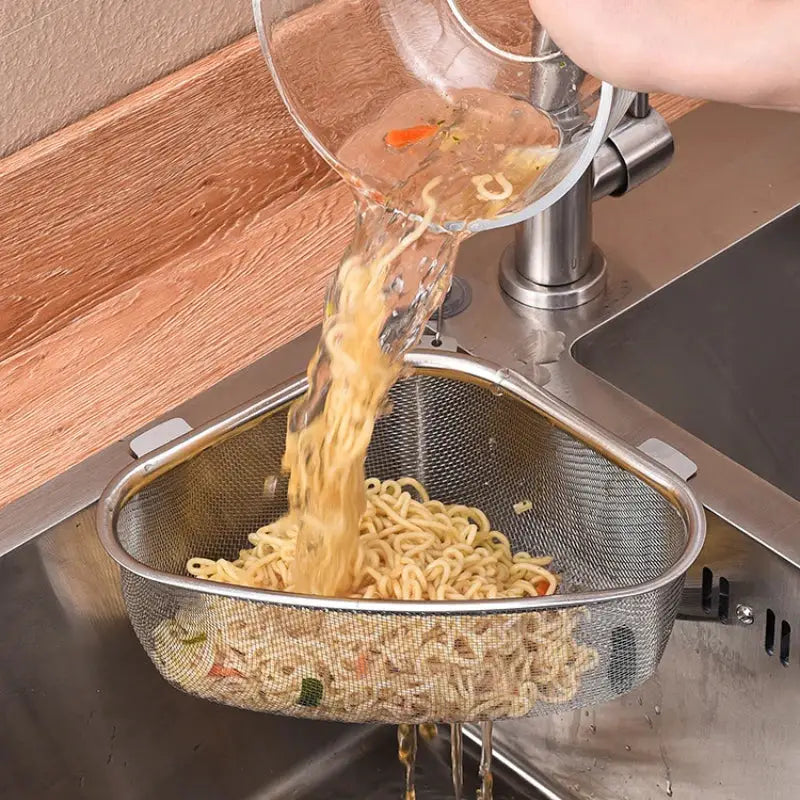 Stainless Steel Triangle Sink Drain Basket Kitchen Organizer For Food Washing Vegetables Eggs Storage