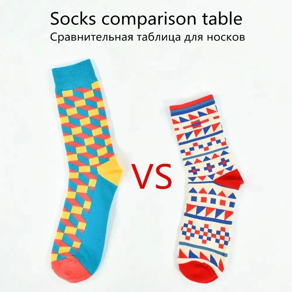 5 Pack Novelty Men's Cotton Crew Socks With Colorful Pattern Funny Happy Fashion Dress Socks