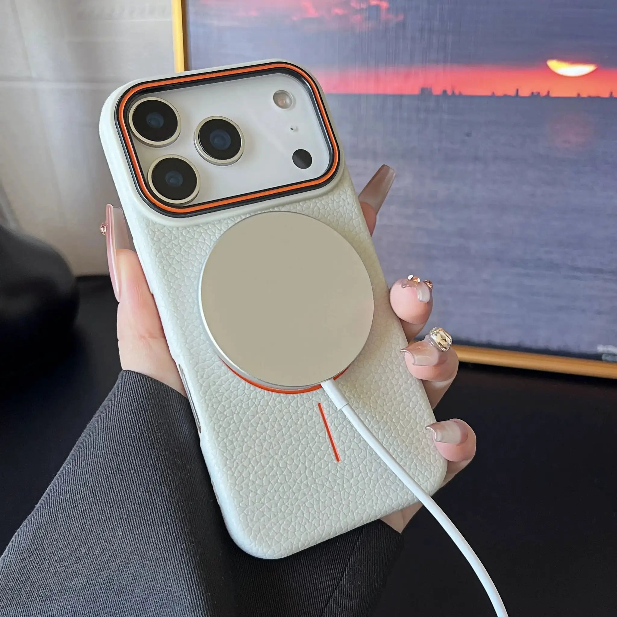 Frosted Hit Color Lichee Pattern MagSafe Phone Case For iPhone 11 Through 17 Pro Max Soft TPU Finish