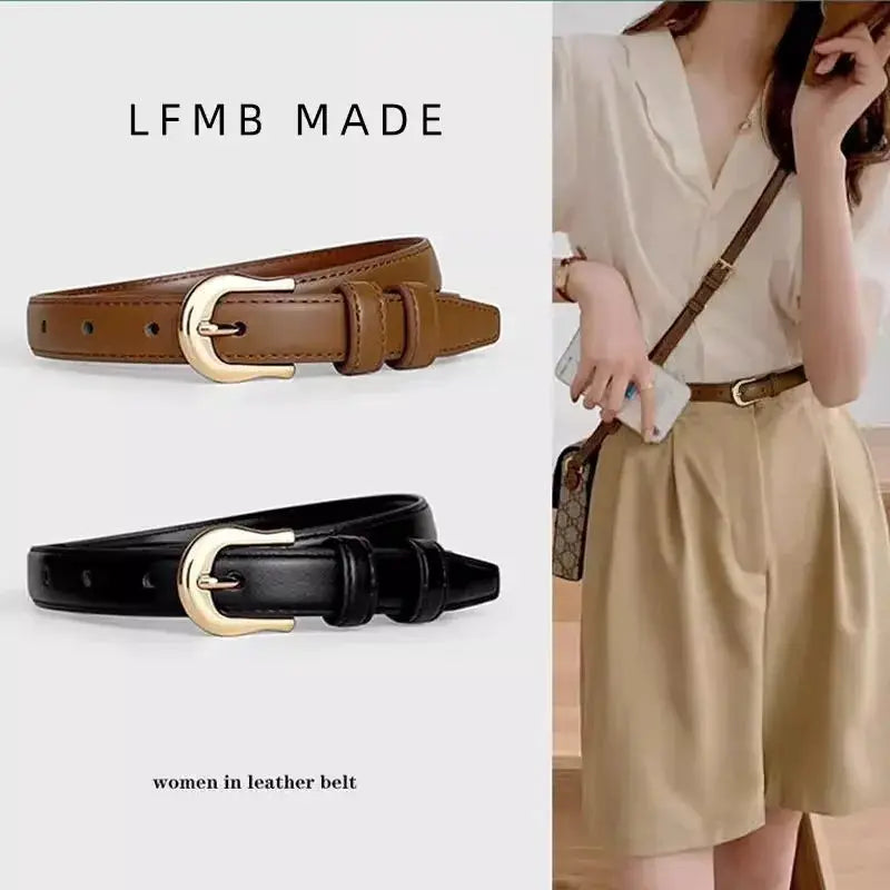 NovaWear Summer Brown PU Leather Belt 2 Cm Wide For Western Pants Versatile Accessory