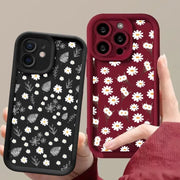 DaisyShield White Daisy Flower Silicone Case For iPhone 12 13 14 15 16 17 Full Coverage Shockproof Protection