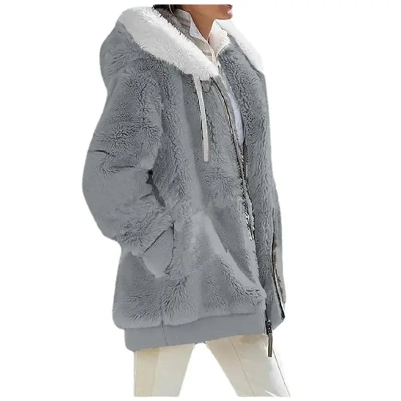 EverCozy Women Hooded Fleece Jacket Thick Warmth Casual Streetwear for Autumn and Winter