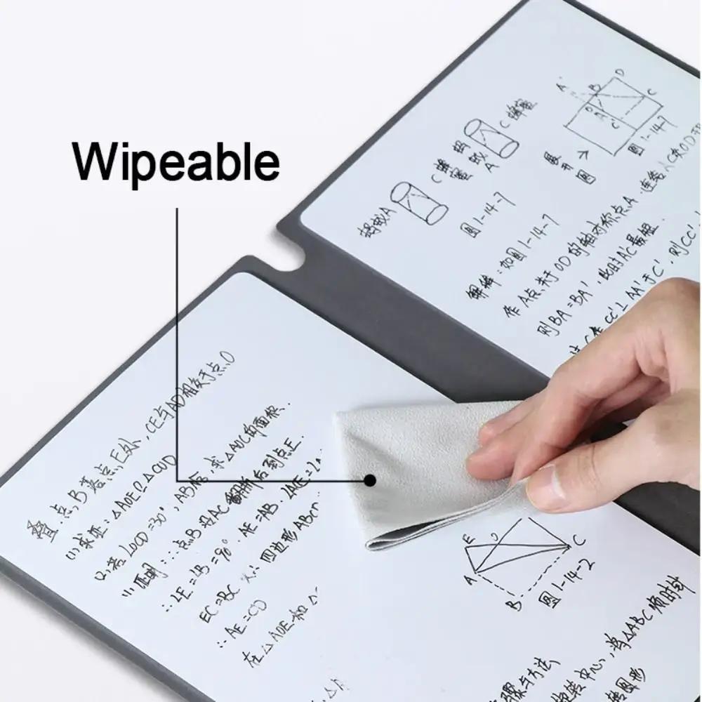 A5 portable reusable whiteboard notebook with wipeable pages; includes free whiteboard pen and erasing cloth