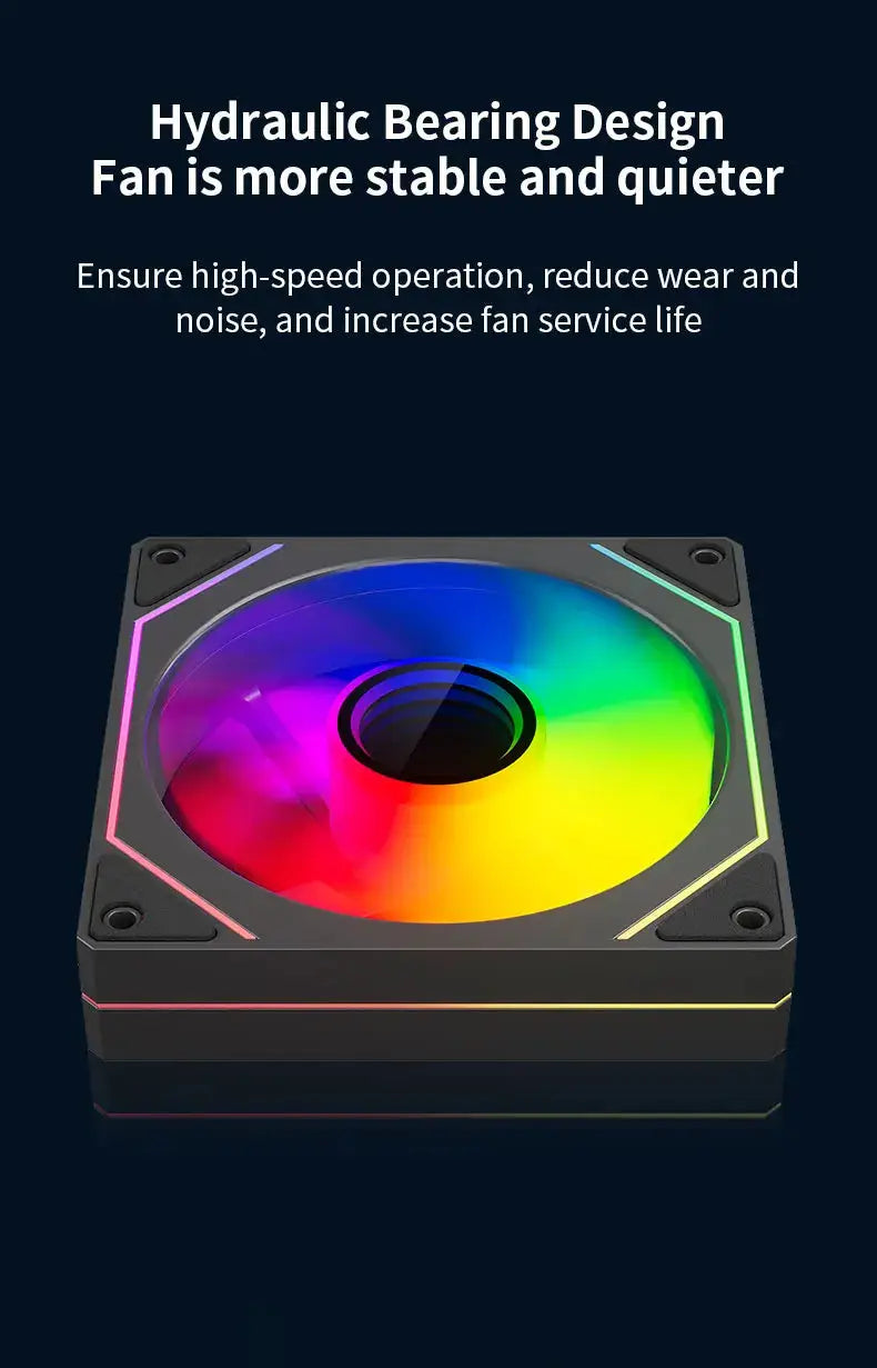 TEUCER LJ-4Pro 120mm ARGB PC case fan with 4-pin PWM, rainbow lighting, low-noise cooling
