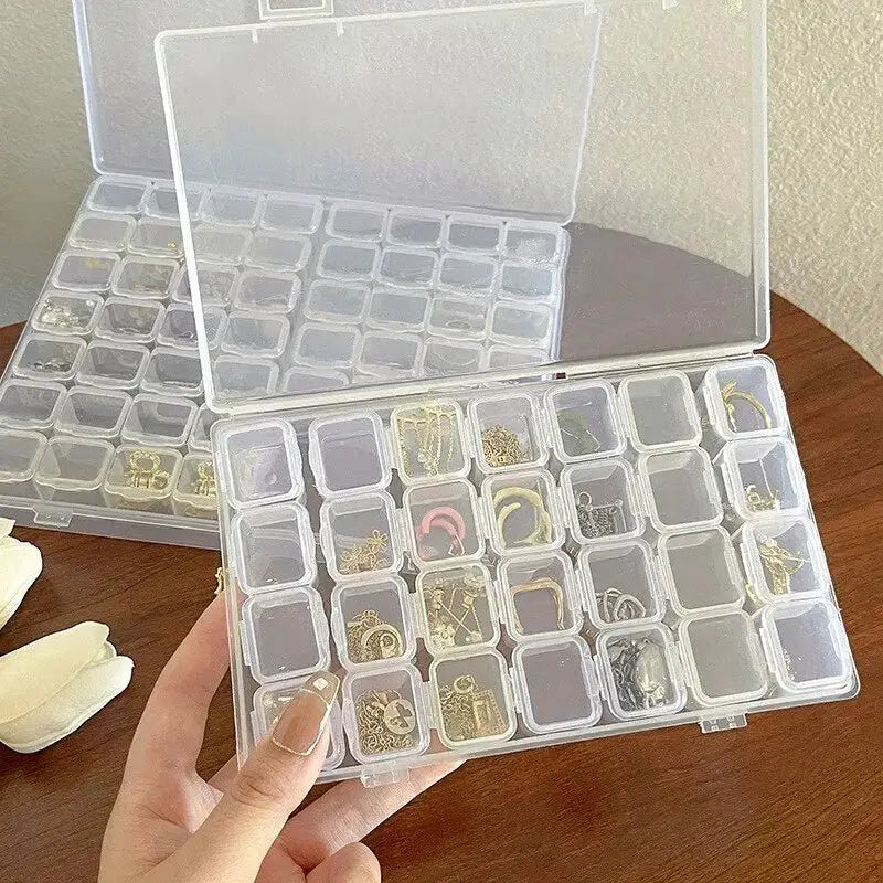 28 Grids Plastic Jewelry Storage Box Necklace Earrings Rings Jewelry Packaging Organizer Portable Pill Medicine Storage Box - Simples Market