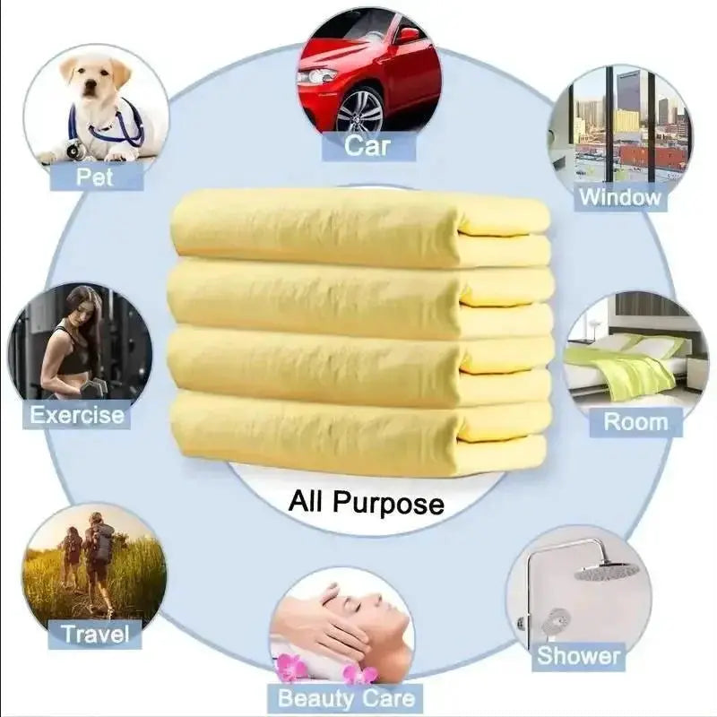 All-purpose yellow towel set; soft, reusable cloths for auto maintenance (4 pcs)