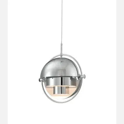 Pendant light, chrome iron finish with circular ring design and warm LED diffuser