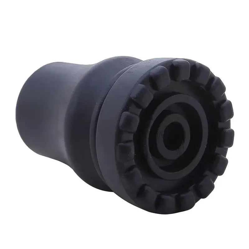 Walking stick tip by Simples Market; black rubber antiskid bottom pad with ridged edge