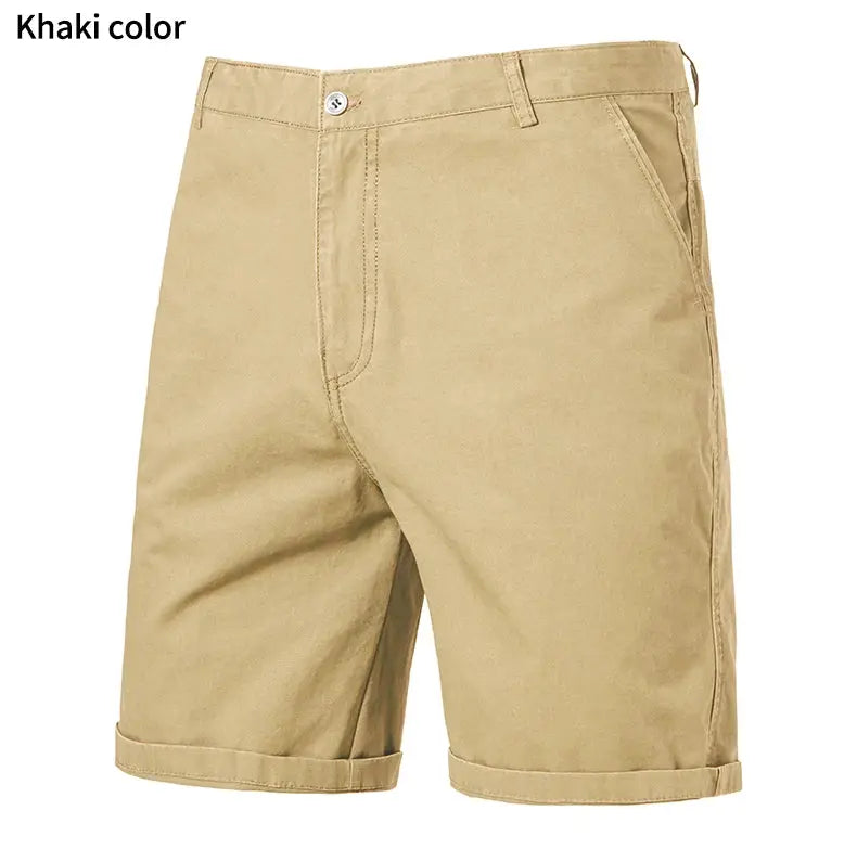 Men's khaki Simples Market golf shorts, lightweight quick-dry flat-front casual shorts with four pockets