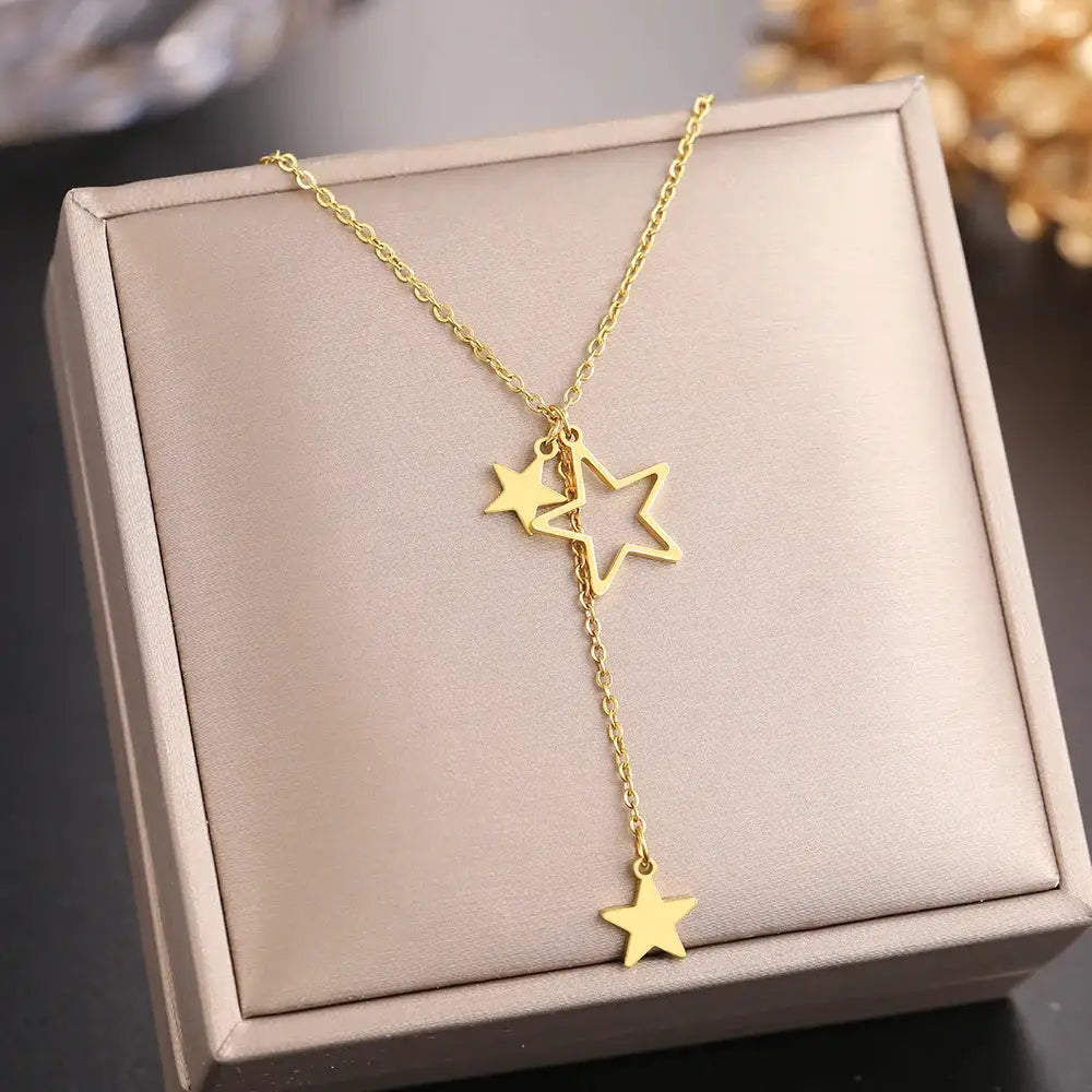 StellarLane Stainless Steel Star Tassel Necklace Everyday Wear Durable Jewelry For Women