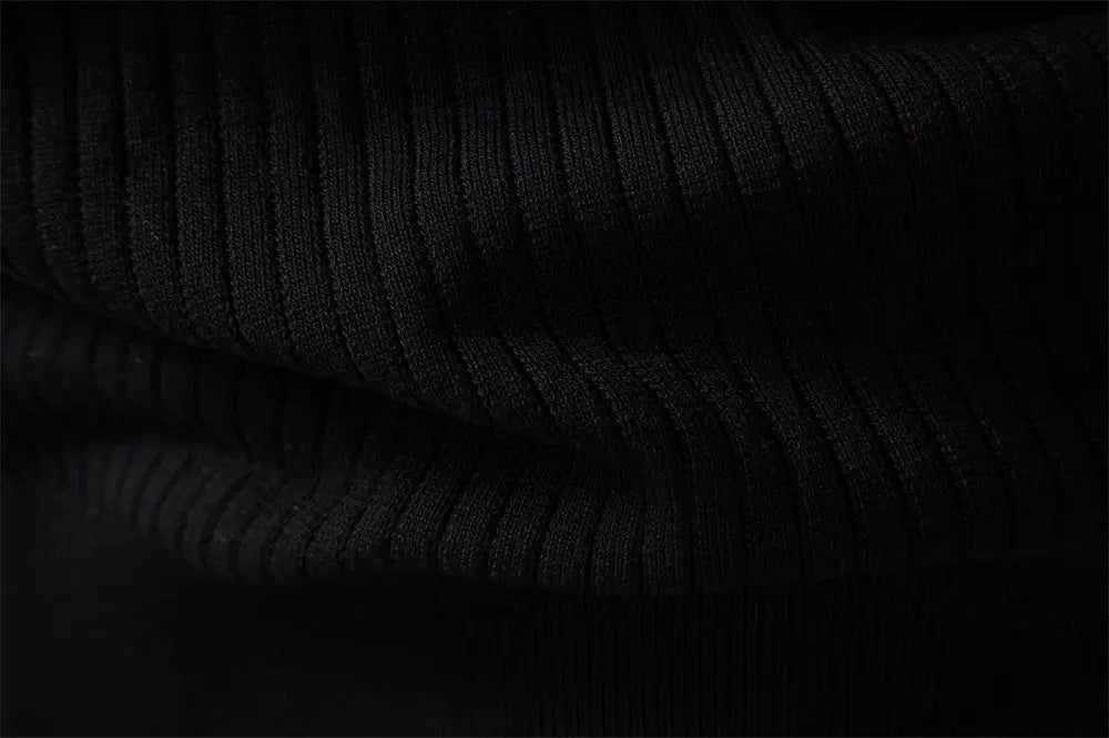 AIOPESON men's button-placket polo shirt in black ribbed knit fabric, long sleeve