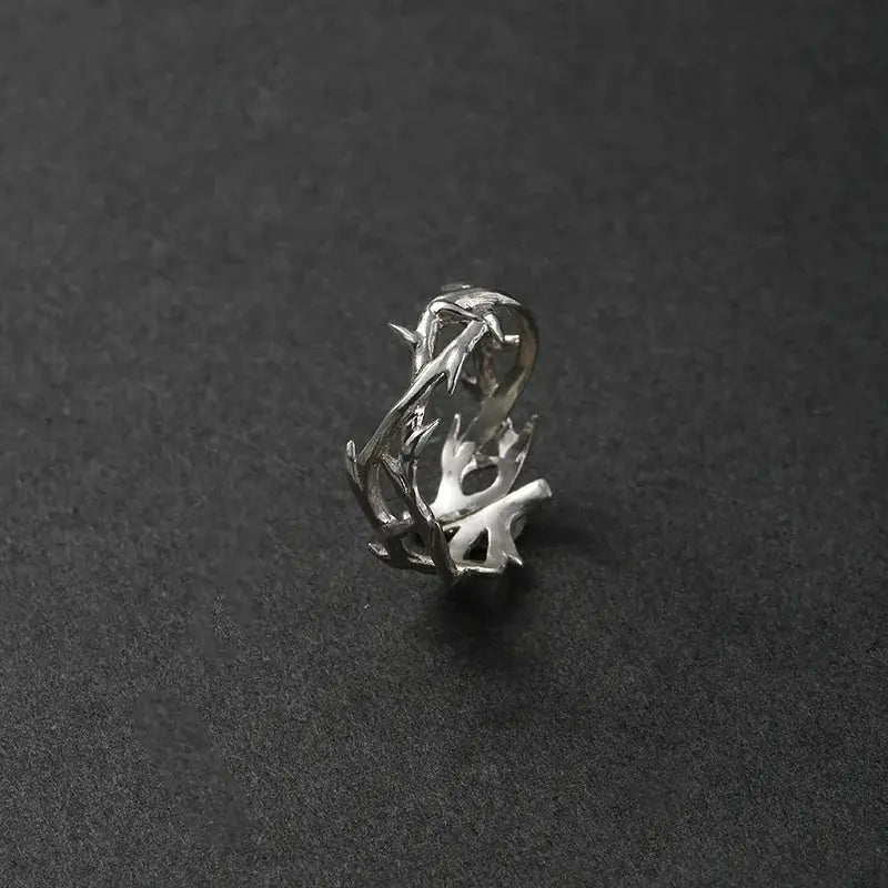 Vintage Inspired Style Men's And Women's Rings With Branches And Thorns Silver Plated, Couples Ring Gifts, Personality