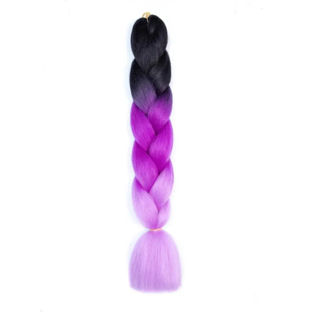 24-inch DIY jumbo braiding hair, Afro ombre crochet braid, black to purple gradient synthetic extensions, Simples Market