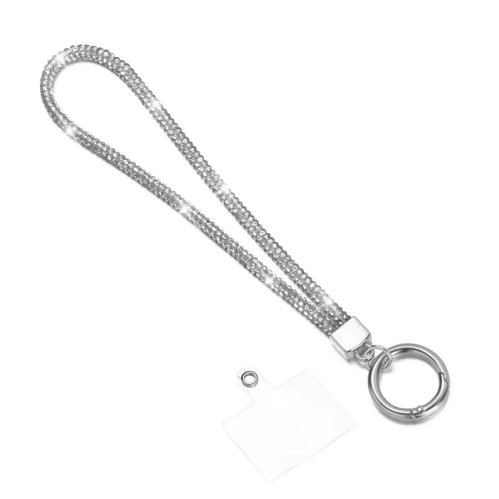 Glitter Rhinestone Phone Lanyard Crystal Wrist Strap Anti Lost Keychain Hanging Accessory For Secure Phone