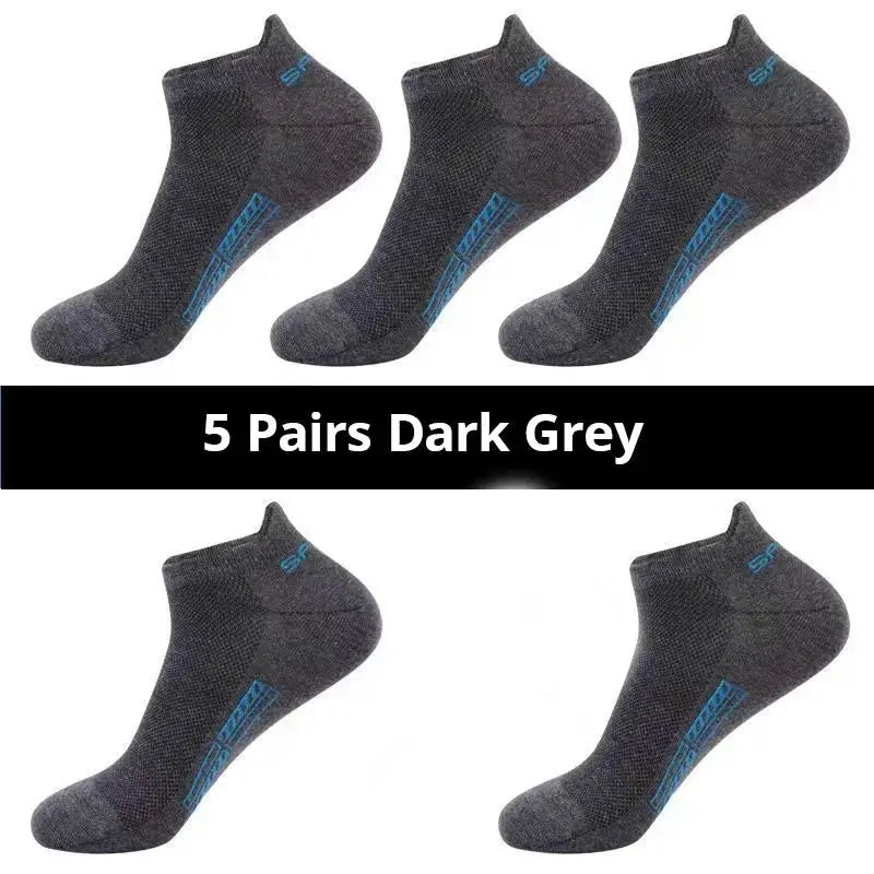 Men's Summer Thin Mesh Breathable Polyester Sports Socks 5 10 20 Pairs Sweat Absorbing Short Socks For Active Wear
