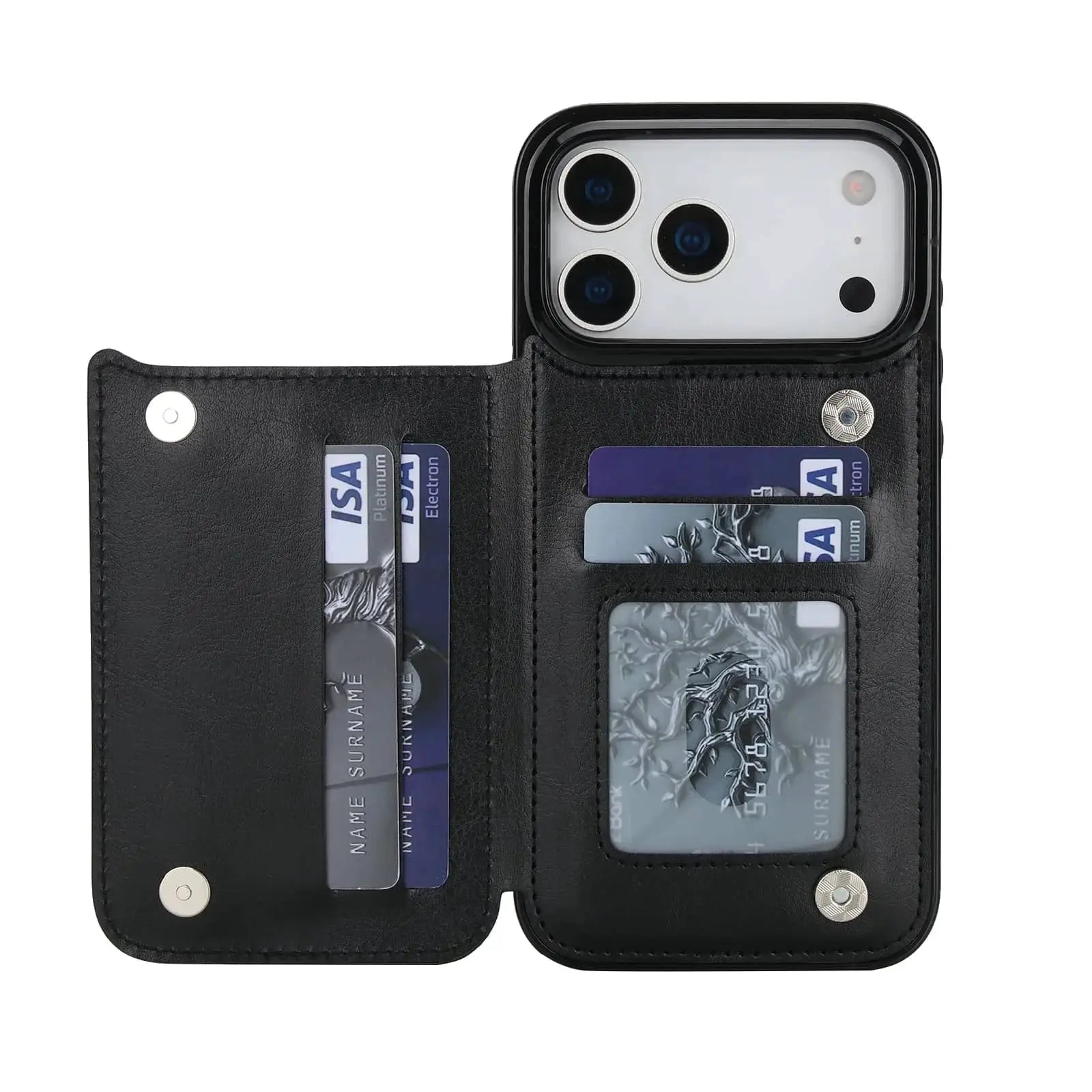SureShield IPhone 17 Series Wallet Case With Card Holder Kickstand Dual Magnetic Clasp PU Leather