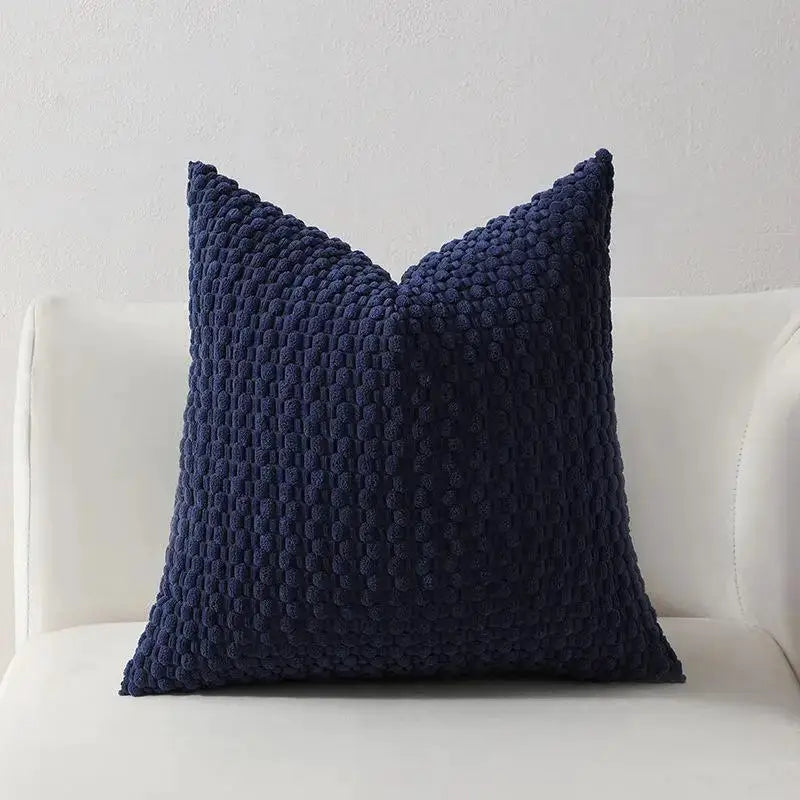 Soft velvet double-sided sofa cushion cover in navy blue by Simples Market