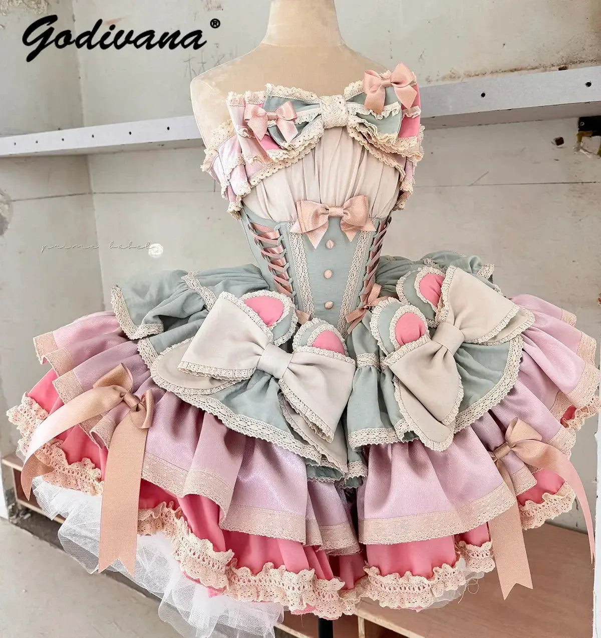 Girls Birthday Lolita Dress Tube Top Satin Bowknot Pettiskirt Mini
