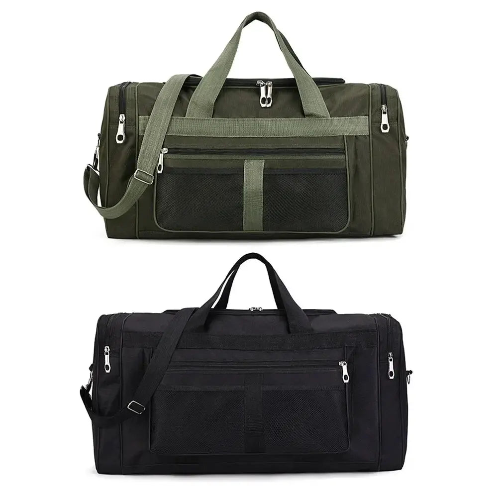 Simples Market Oxford dry/wet separation gym bag, large-capacity waterproof duffel in olive green and black (2 bags)
