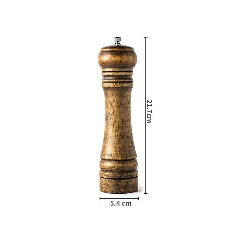 Classical Oak Wood Pepper Spice Mill Grinder Set With Adjustable Ceramic Grinding Core For Handheld Seasoning