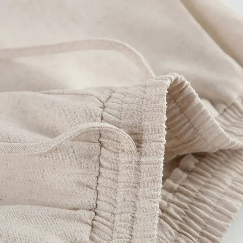 Linen Two Piece Pant Set With Crop Top For Women Spring Summer 2025