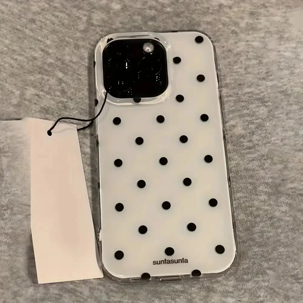 PolkaGuard Minimalist Polka Dot Case For iPhone 11 Through 17 Shockproof Silicone Back Cover