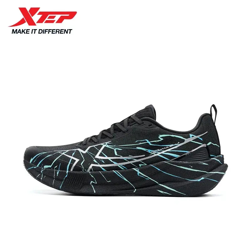 Xtep 2000km 5.0 men's running shoes in black with turquoise lightning pattern