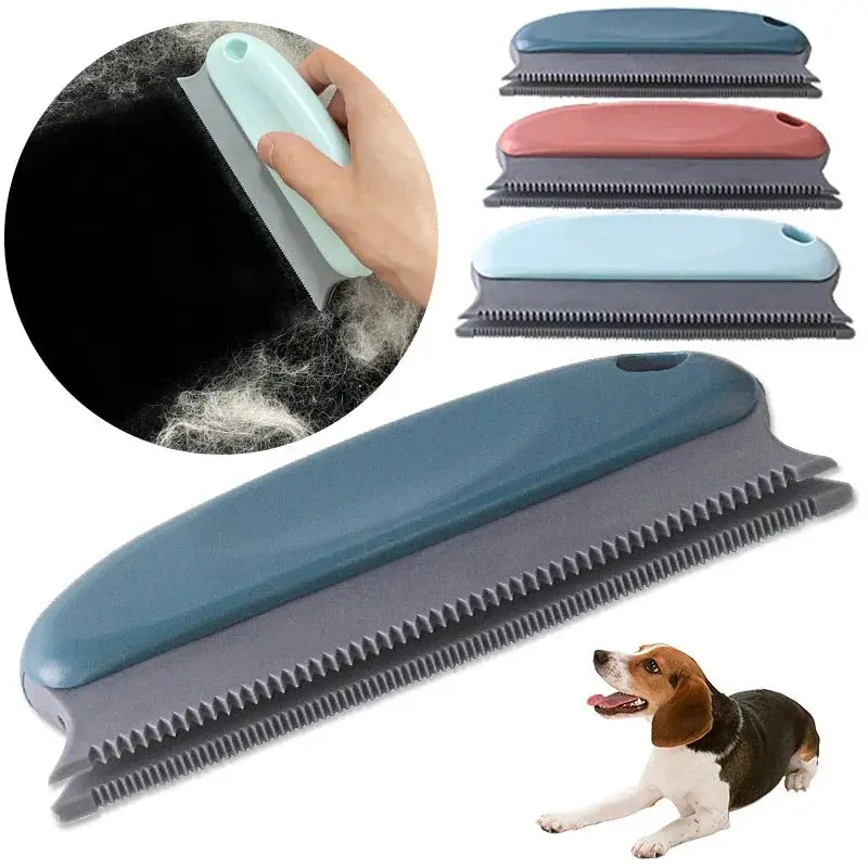 Simples Market lint remover brush for sofa and fabric; blue-gray handheld cleaner with serrated edge, 4 color variants