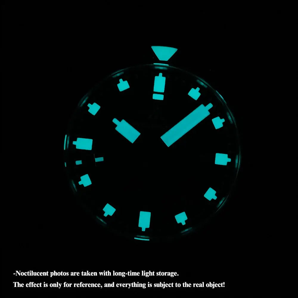 STEELFLIER SF752 mechanical dive watch with cyan glow-in-the-dark markers and hands