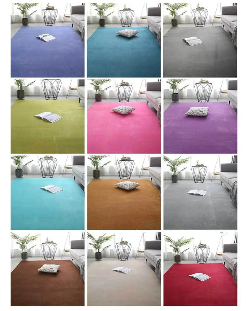 VIKAMA coral velvet carpet; large non-slip living room/bedroom rug in 12 color options by Simples Market