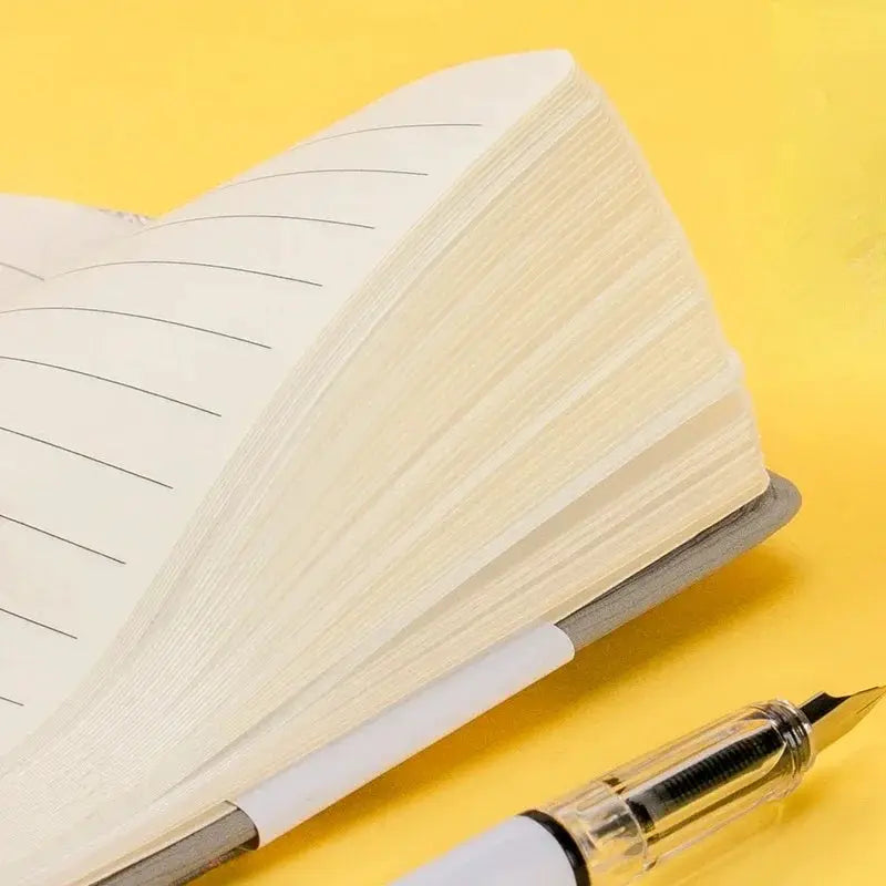 A7 mini notebook 96-sheet; lined white pages, compact pocket size on a yellow background