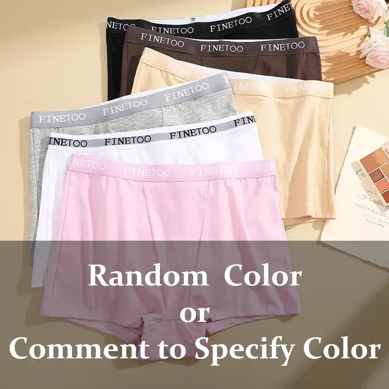 8-pair set of women's cotton seamless underwear with Finetoo waistbands in assorted colors