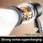 Simples Market high-pressure water-saving filter shower head, 5-mode handheld black design.
