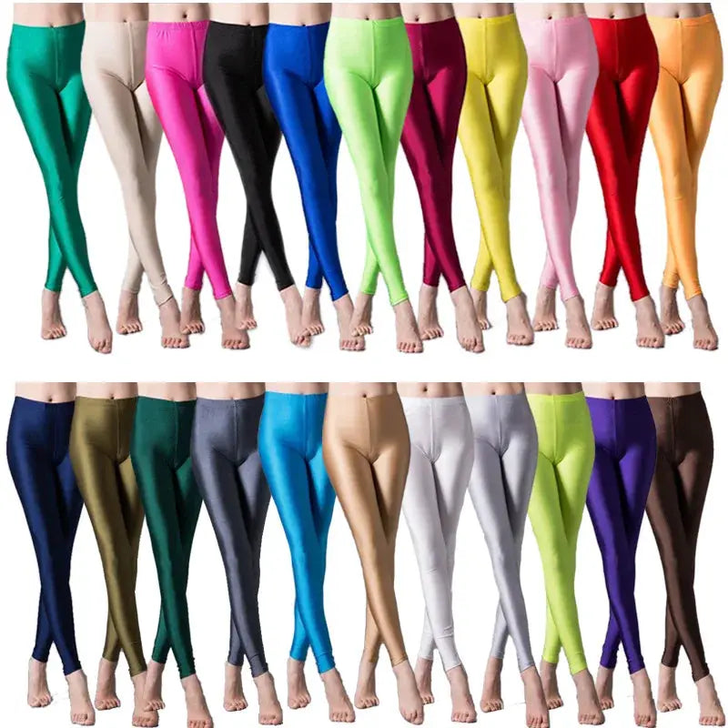 Shiny high-elastic skinny leggings by Simples Market in assorted colors