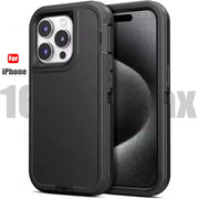 3in1 Defend iPhone case in black with heavy-duty shockproof hybrid armor
