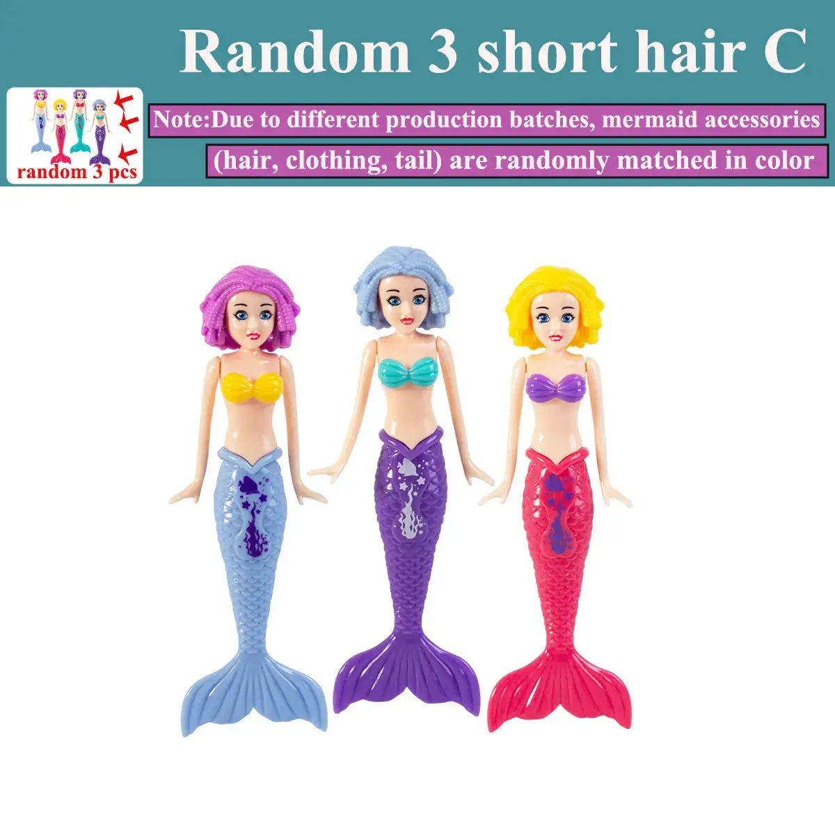 Mermaid Water Play Toys Variety Pack for Pool Beach and Bath Time Kids Gift 3 or 4 Piece Bag