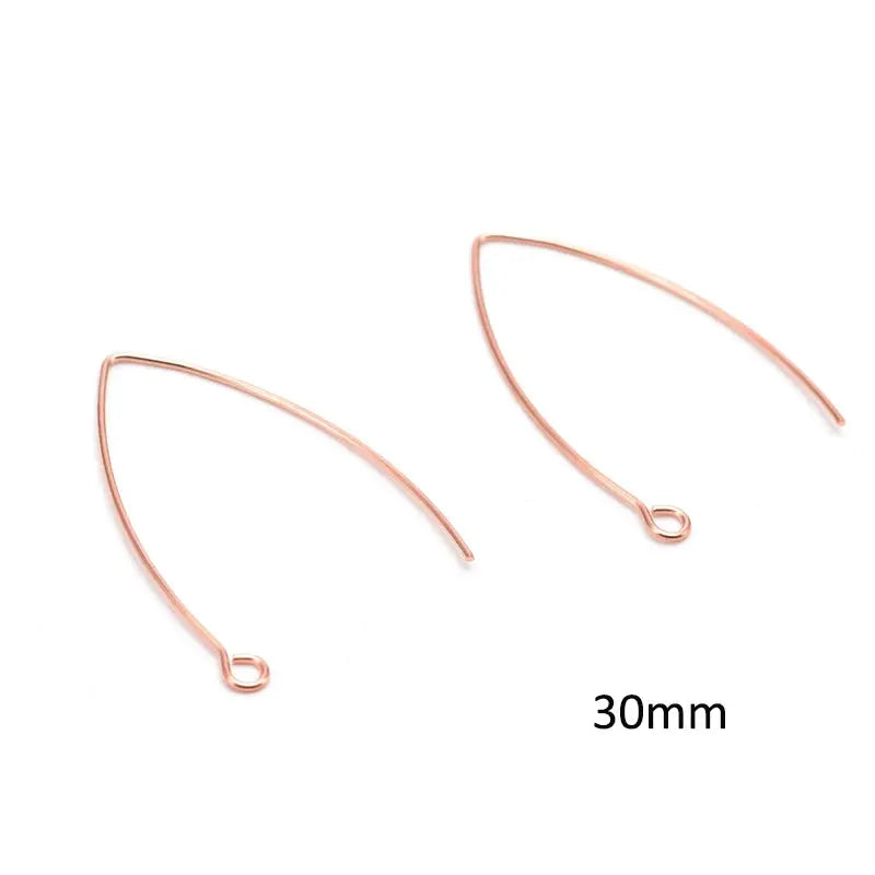 Rose gold-tone stainless steel earwire hooks, 30mm, 2 pieces shown