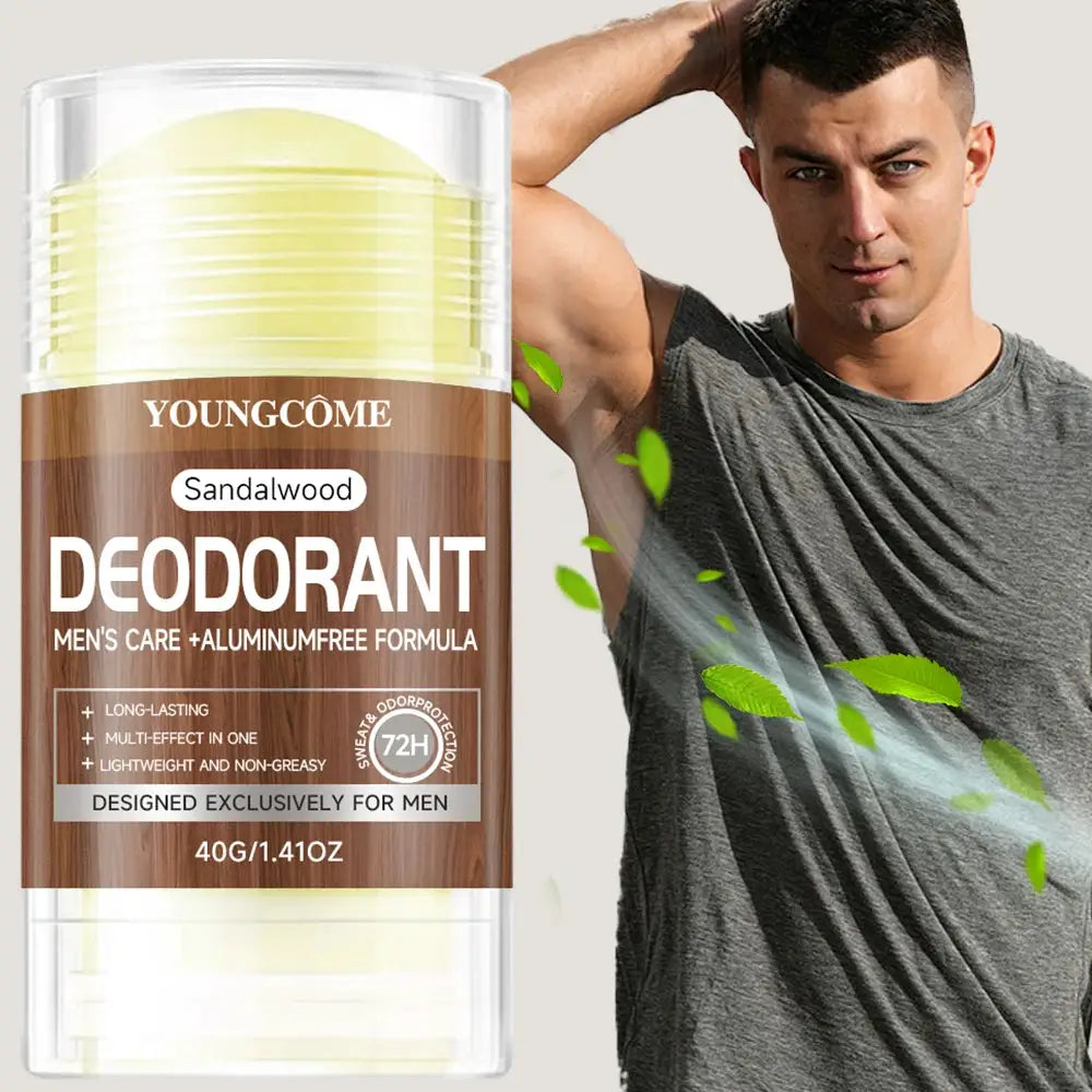 Youngcome Sandalwood Deodorant Stick for Men, 40g, anti-sweating formula