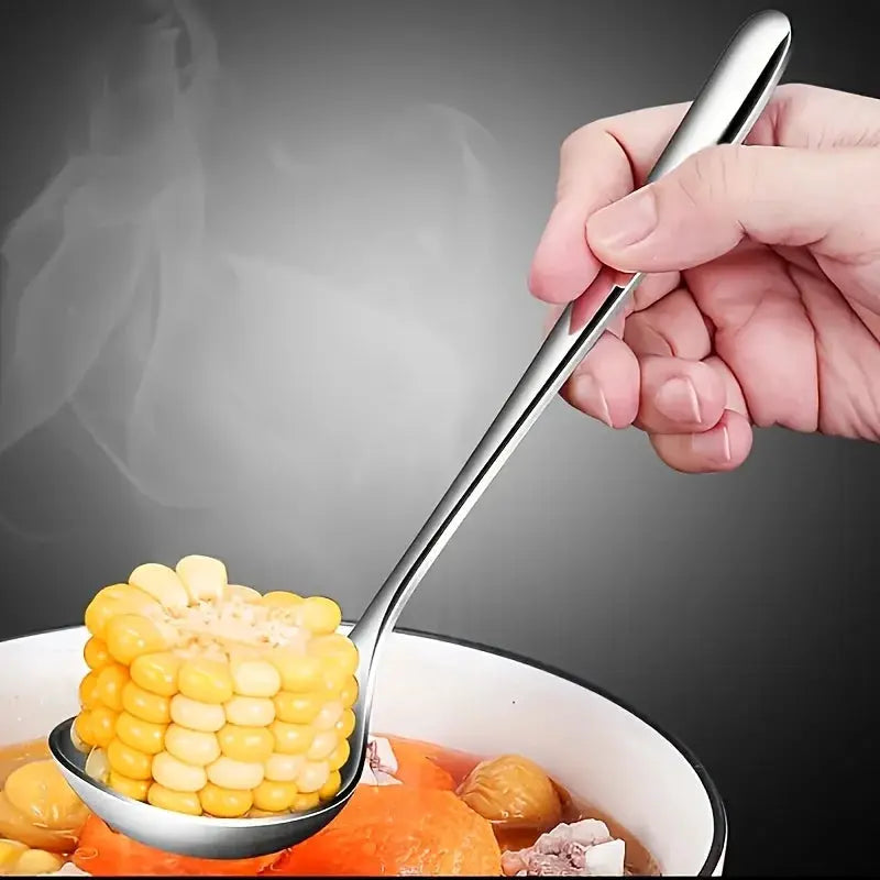 Two Pack Heavy Duty Stainless Steel Serving Spoons Rust Resistant With Long Handles For Soup Porridge