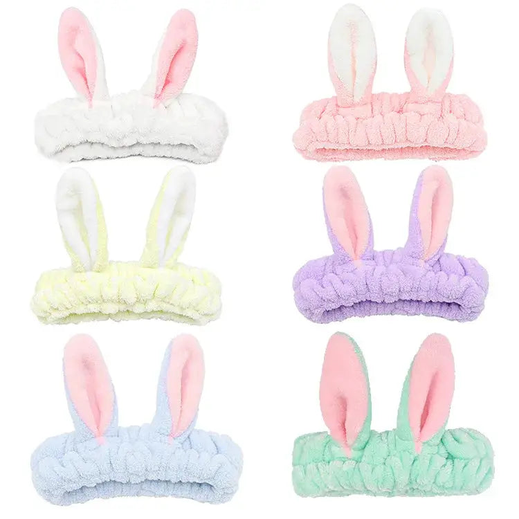 BambooBloom Rabbit Ear Headband Soft Bamboo Fiber With Elastic Strap For Washing And Makeup