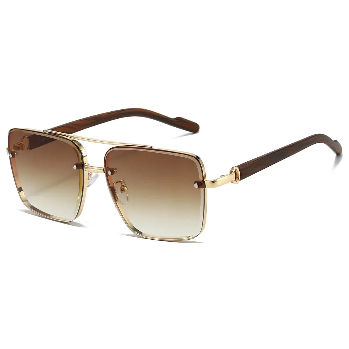 KAMMPT Fashion Retro Square Metal Sunglasses For Women Original Brand Design Driving Pilot Double Bridge Sunglasses
