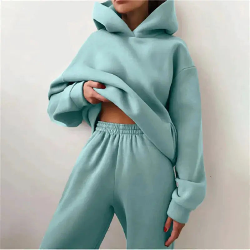 CozyLane Women's Two Piece Tracksuit Set With Oversized Hoodie And Ankle Pants For Autumn Casual Warmth