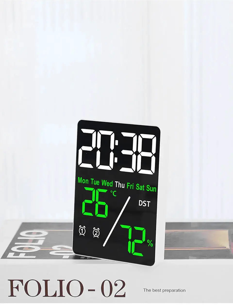 Simples Market black multifunctional large-screen digital alarm clock with humidity and temperature display