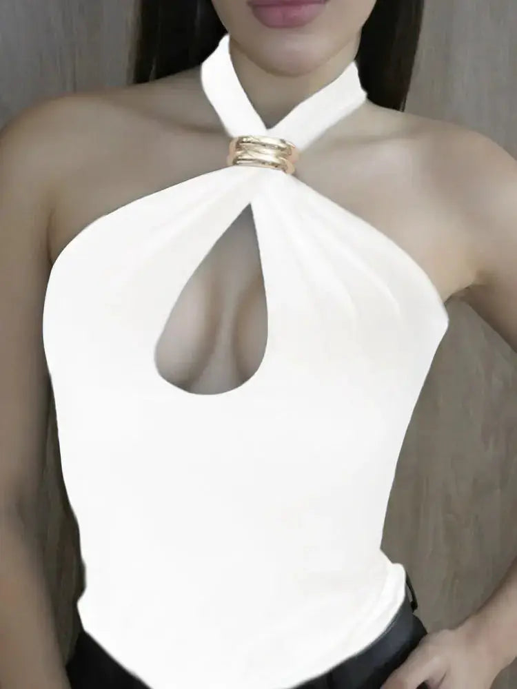 Tossy Summer Vest Top for Women Hollow Out Backless Cropped Y2K Twist Tank Top Flattering Body Contour Fit