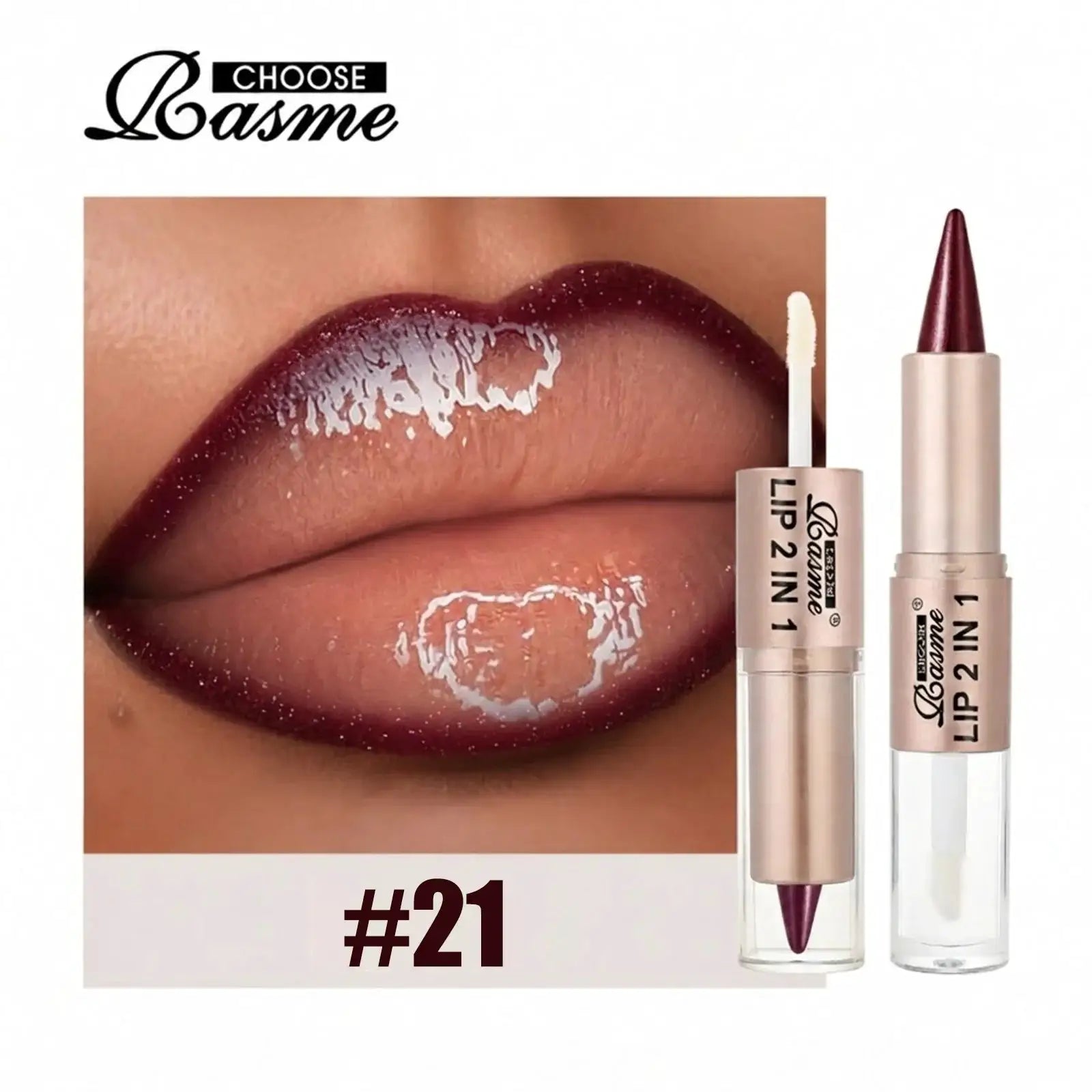 2 In 1 Lip Liner And Gloss Pen Nude Brown Gradient Matte Lip Liner Waterproof Contour Lip Gloss